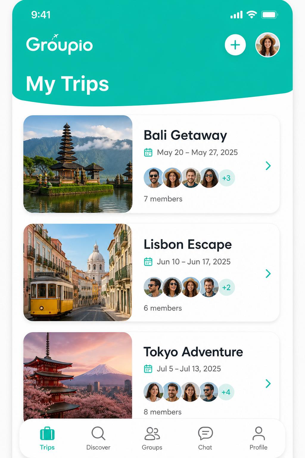 Groupio trip detail screen